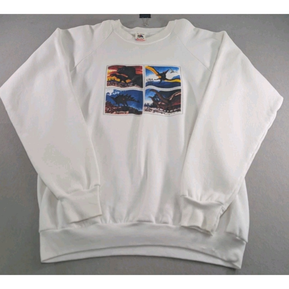 Vintage Fruit Of The Loom White Crewneck Sweatshirt Mens Size XL MADE IN USA